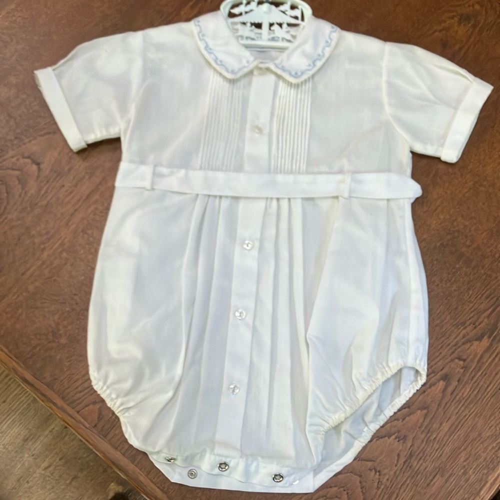 Classic White Baby One-Piece Romper with Peter Pan Collar